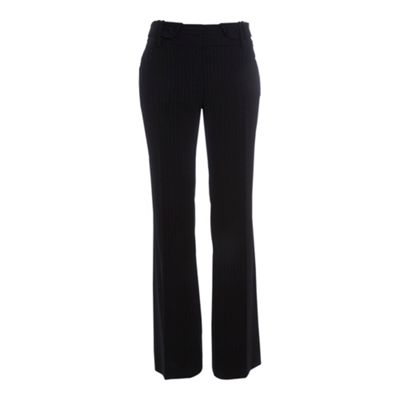 Black pinstripe fold waist trousers