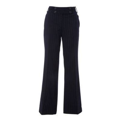 Navy pinstripe wide leg trousers