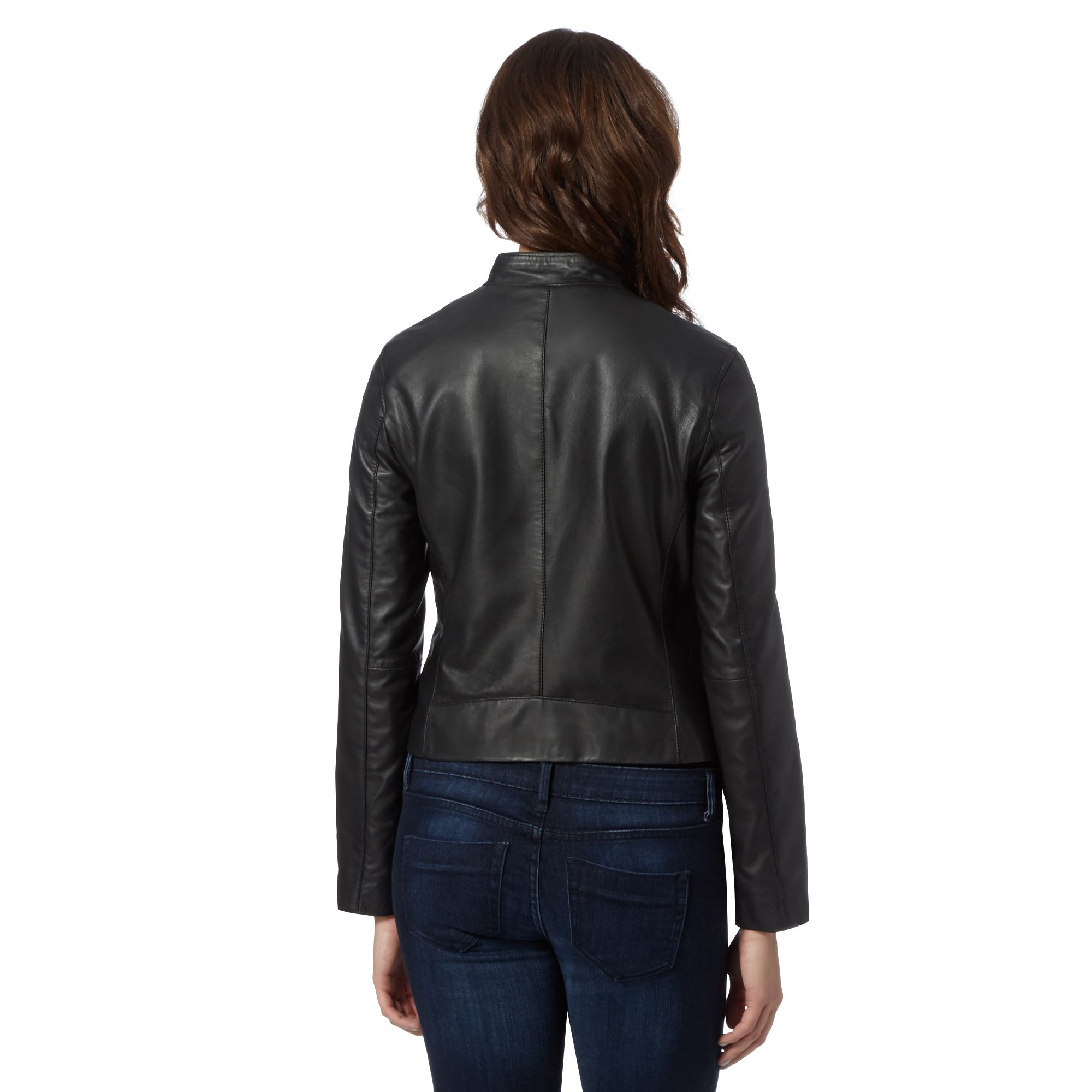 J By Jasper Conran Womens Designer Black Leather Biker Jacket From