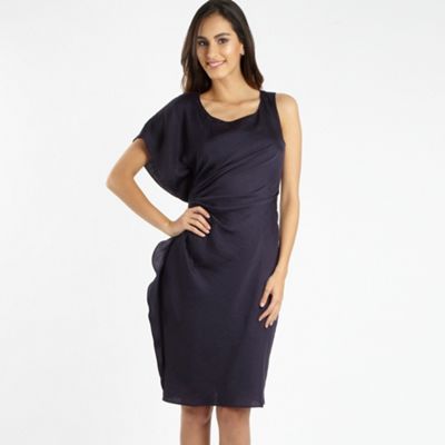 J by Jasper Conran Navy asymmetric ruffled dress