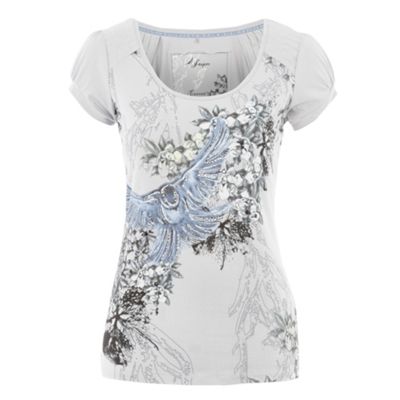 J by Jasper Conran Light grey large bird graphic t-shirt