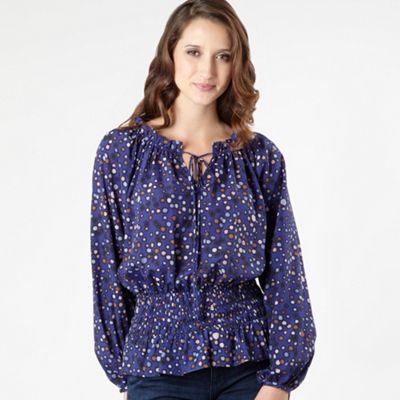 Royal blue spot print blouse
