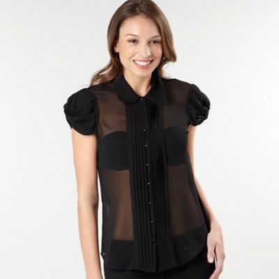 J by Jasper Conran Black pleated chiffon blouse