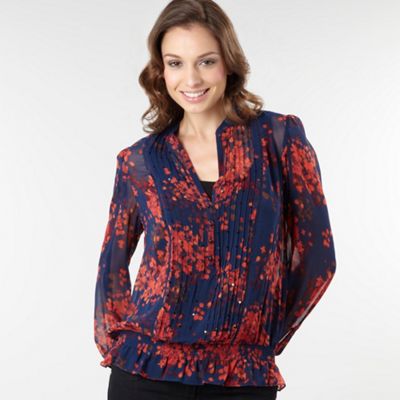 Navy blossom print blouse