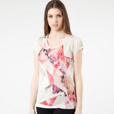 Beige geometric floral t-shirt