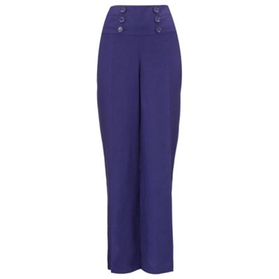 Petite Purple linen suit trousers