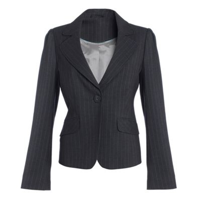 Petite grey pinstripe suit jacket
