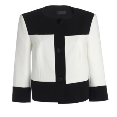 Petite Collection Petite black and ivory colour block jacket