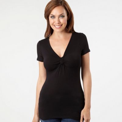 Petite Black Knot Front Jersey Top
