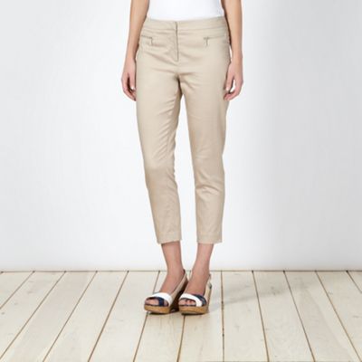 Natural zip pocket ankle length trousers
