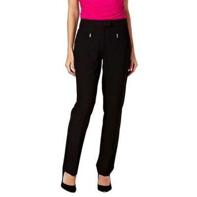 Petite black zipped pocket work trousers