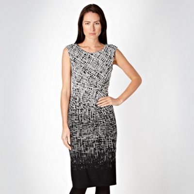 Petite black graduating checked jersey dress                                                                                    