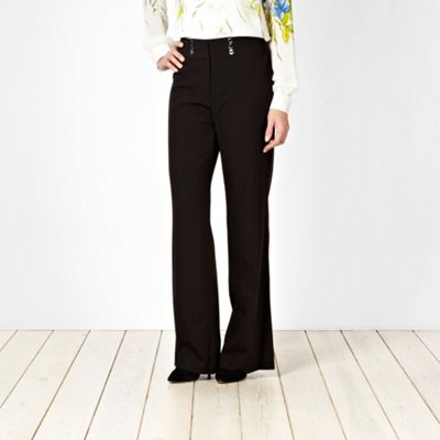 Petite black stab stitched work trousers                                                                                        
