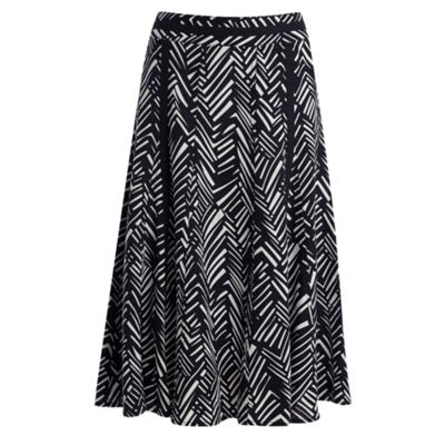 Navy and white tribal chevron print skirt