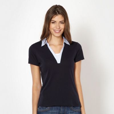 Maine New England Navy striped collar t-shirt