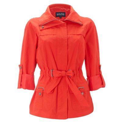 Bright orange belted jacket