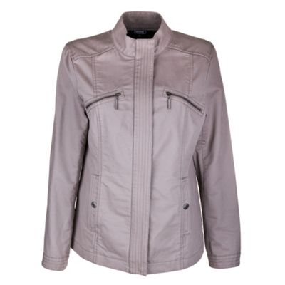 Taupe almond zip pocket nehru jacket