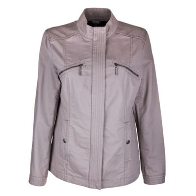 Taupe almond zip pocket nehru jacket