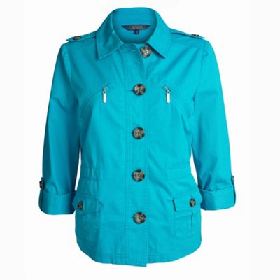Turquoise roll up sleeve jacket