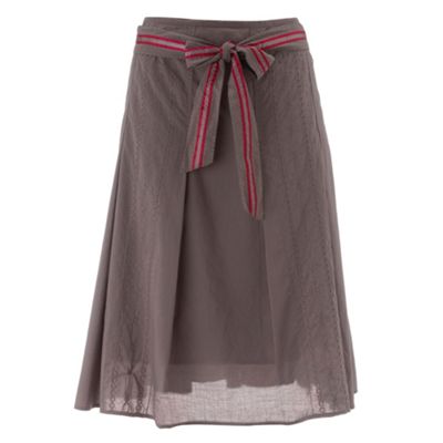 Taupe embroidered panelled skirt