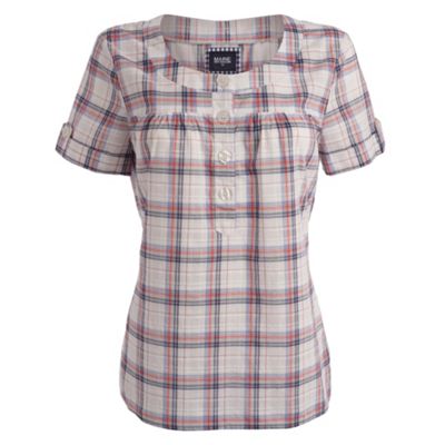 Maine New England Orange and white check blouse