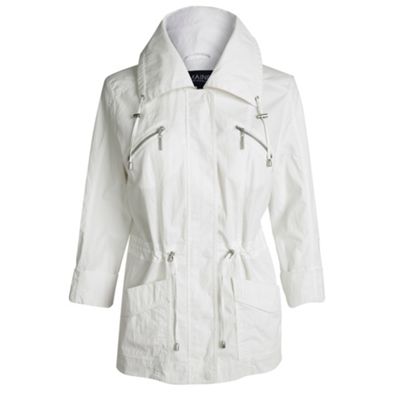 Maine New England White cotton funnel neck jacket