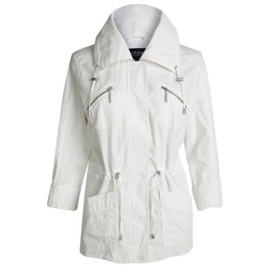 White cotton funnel neck jacket