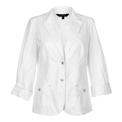 Maine New England White herringbone denim blazer