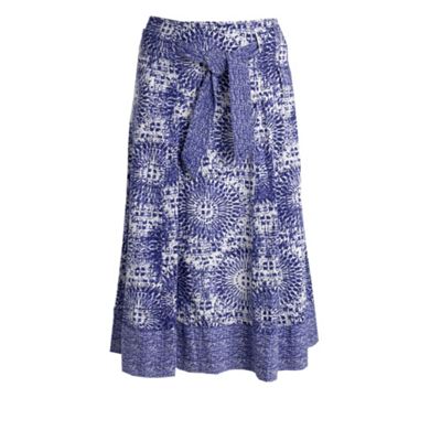 Purple printed linen skirt