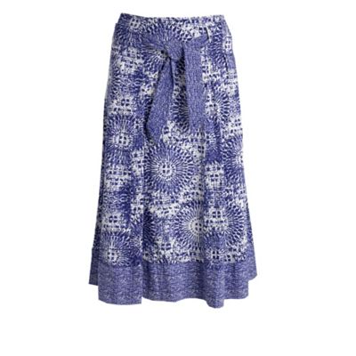 Purple printed linen skirt