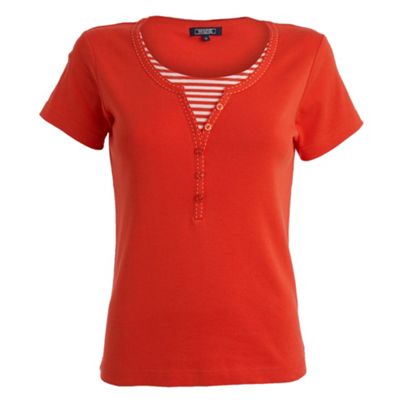 Orange stab stitch neck t-shirt