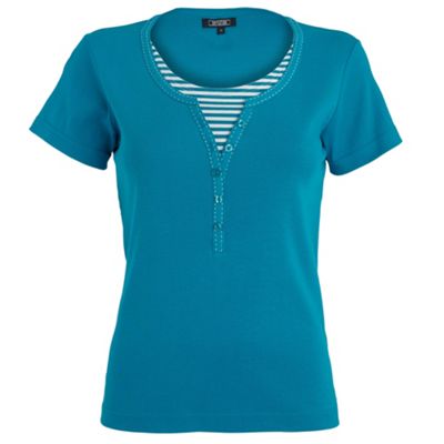 Turquoise stripe insert t-shirt