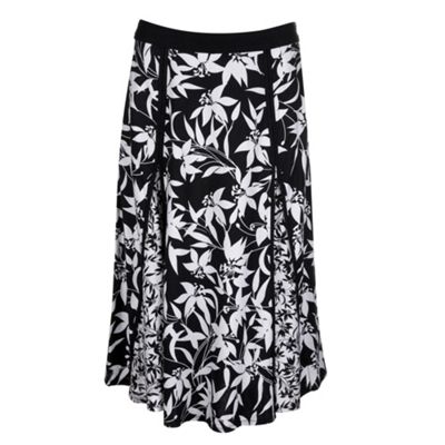 Black printed linen skirt
