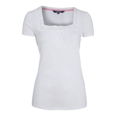 Maine New England White short sleeve square neck top