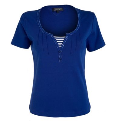 Royal blue grandad pleated top