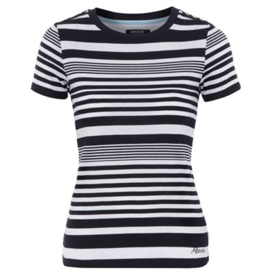 Maine New England Navy stripes and buttoned epaulettes t-shirt