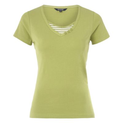 Maine New England Lime stab stitch v-neck t-shirt