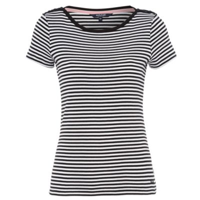 Black stripe slash neck t-shirt