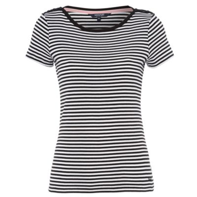 Maine New England Black stripe slash neck t-shirt