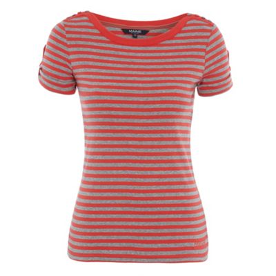 Maine New England Dark peach striped slash neck t-shirt