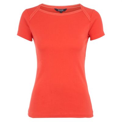 Dark peach slash neck t-shirt