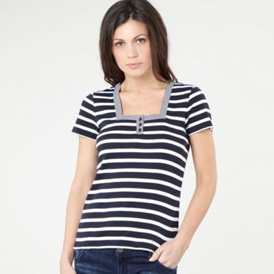 Navy striped square neck t-shirt