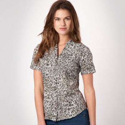 Maine New England Khaki floral print blouse