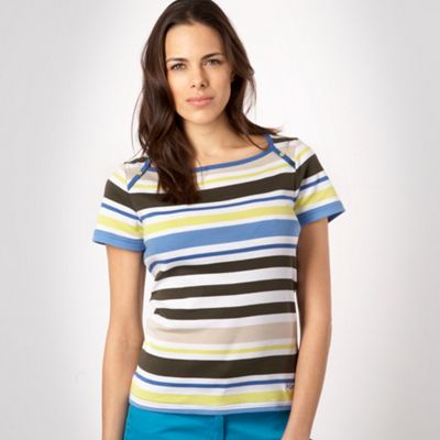 Maine New England Khaki multi stripe t-shirt