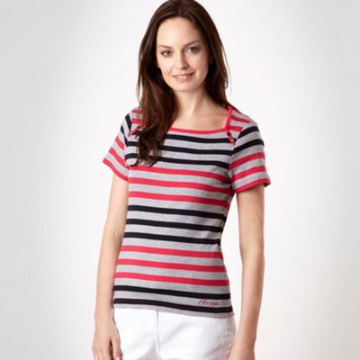 Pink alternating stripe t-shirt