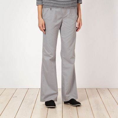 Grey textured cotton casual trousers                                                                                            