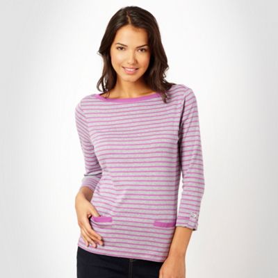 Maine New England Lilac striped pocket t-shirt