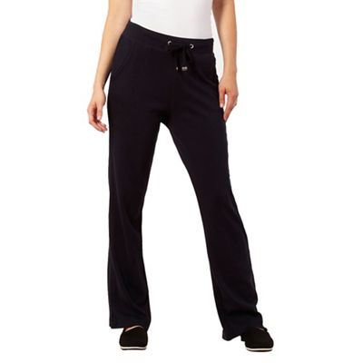 Navy straight leg drawstring trousers                                                                                           