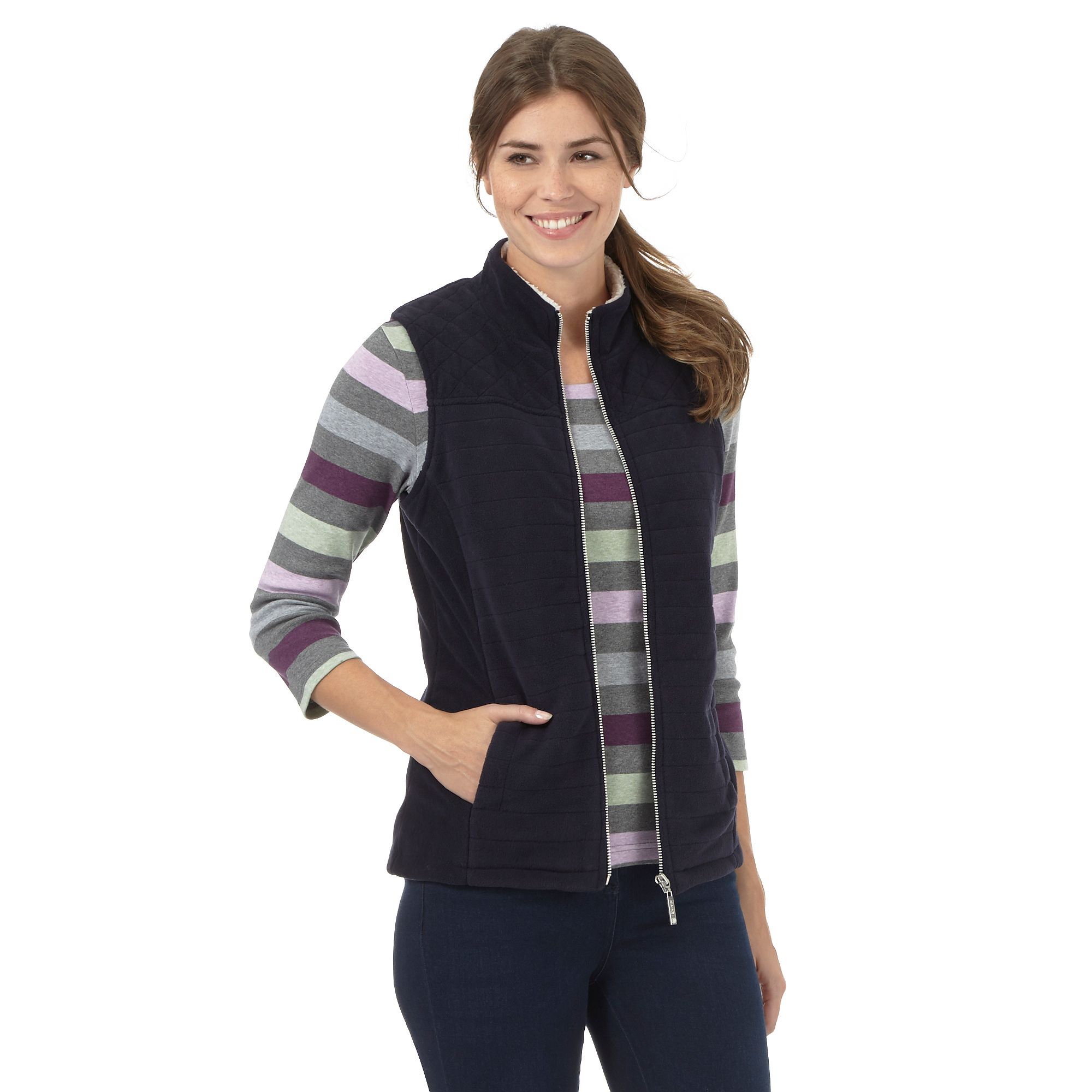 Maine New England Womens Navy Quilted Fleece Gilet From Debenhams eBay