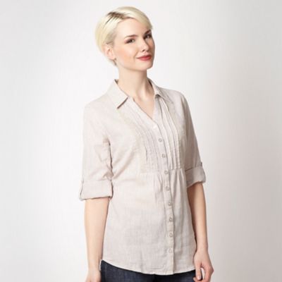 Natural plain linen blend shirt                                                                                                 
